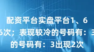 配资平台实盘平台1、6、8出现6次；表现较冷的号码有：3出现2次